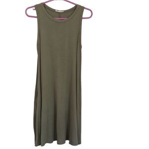 BOMBOM Olive Green Fun in the Sun Casual Tank Dress with Pockets DA1015